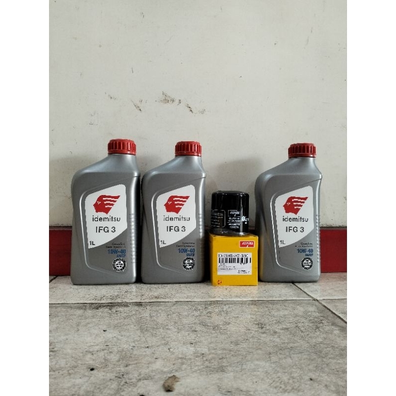 Paket Oli Mesin Mobil Idemitsu 10W40 3 L + Filter Oli Agya / Ayla