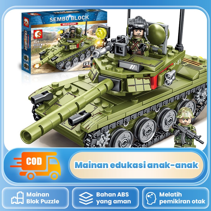 Mainan anak laki-laki balok tentara 324 mobil militer truk senjata pembangunan anak laki-laki tangki