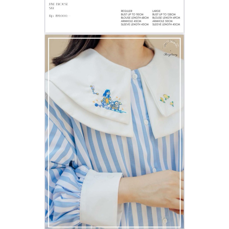 Jii Gloria x Cherry Dreamy Fine Blouse Sky