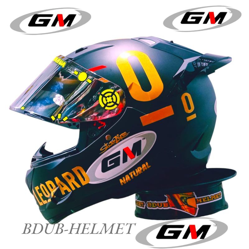 HELM GM BLACK DOFF (Paket gantang) LEOPARD / REDBUL