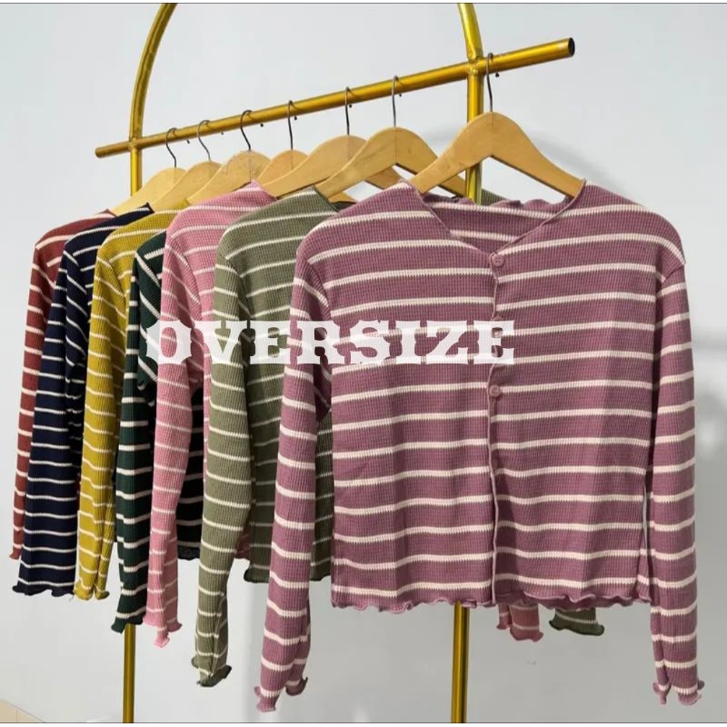 OVERSIZE Cardigan Salur Waffle Korean Style