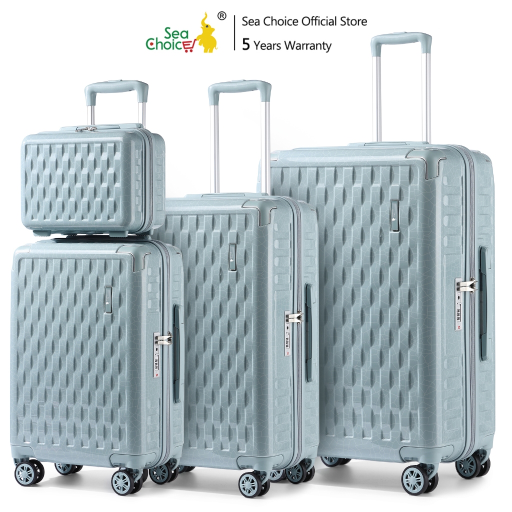 SEA CHOICE Koper keras PC 13+20/24/28 inch with desain retakan Es, carry-on tas bagasi kabin