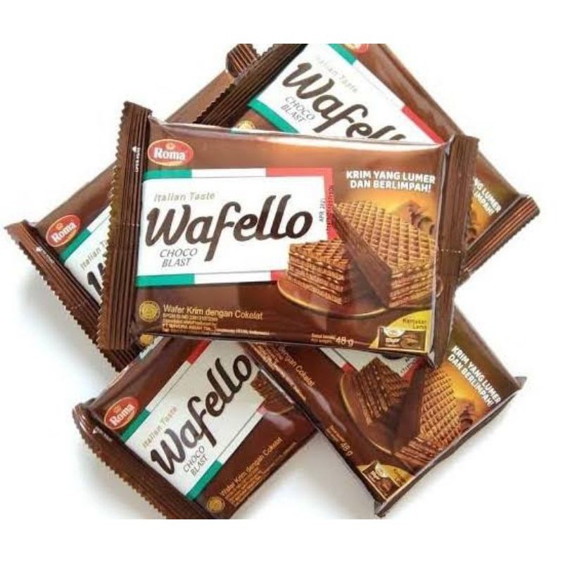 

Roma Wafello Coklat / Caramel 1 Pack isi 10pcs x 48g - 1 Karton Isi 6 Pack