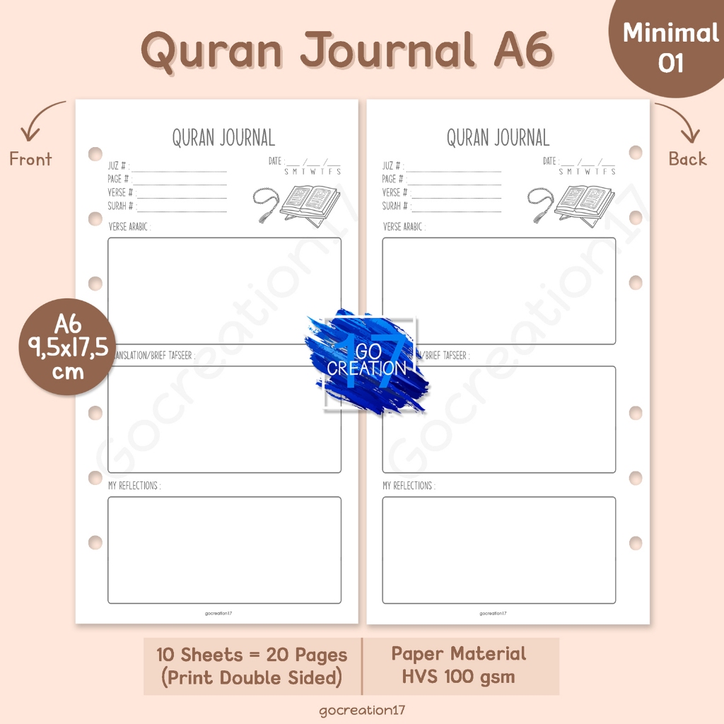 

Buku Planner Refill Kertas Isi Binder Quran Jurnal Simple Minimalis A6