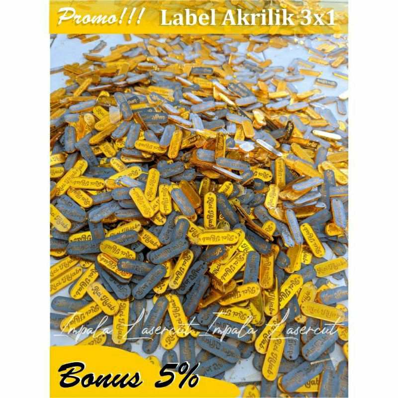 

promo grosir lebelakrilik (1x3 cm) label hijab label gamis