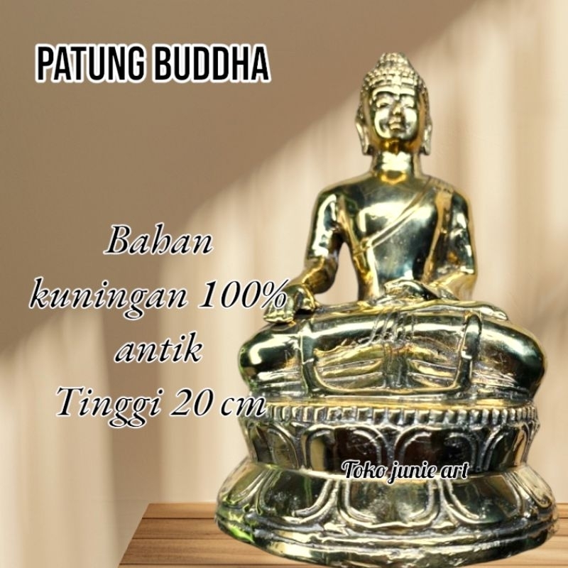 Patung Budha Gautama Kuningan Emas Gold - Arca Budha Kuningan 20 Cm