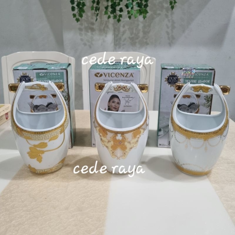 vas bunga / tempat sendok keramik vicenza / spoon stand B 625 padi lily camelia magnolia