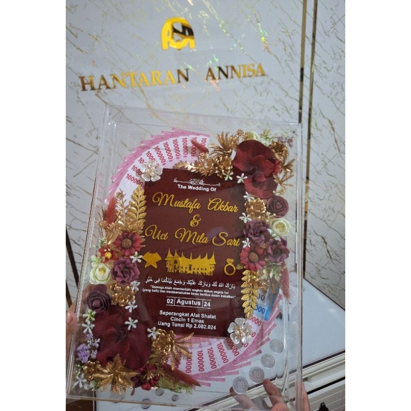 Mahar Frame Akrilik Estetik Mewah Thema Rumah Adat
