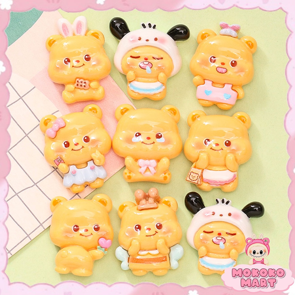 

MM Stiker 3D Resin Clay Dekorasi DIY Botol Gantungan Kunci Jepitan Rambut Motif Butter Bear Kuning