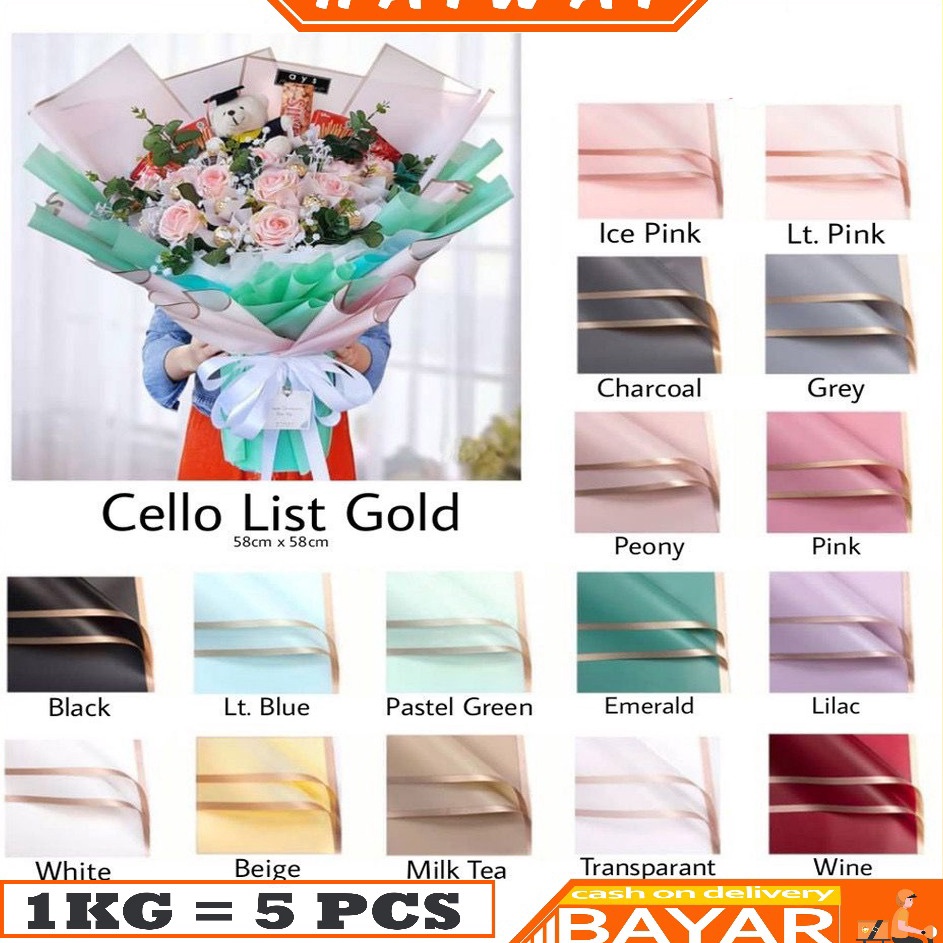 

Super Sale HaiWai 1PACK 2 Lembar Kertas Buket Bunga Flower Wrapping Flower Paper List Gold Cellophane Florist KB1 KB12