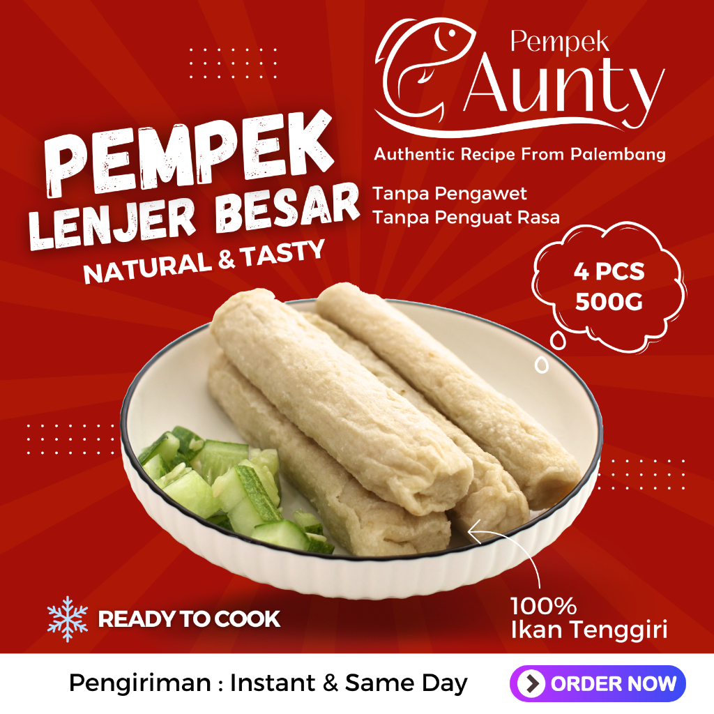 

PEMPEK AUNTY ASLI PALEMBANG - PEMPEK LENJER BESAR Isi 4 Pcs (FROZEN)