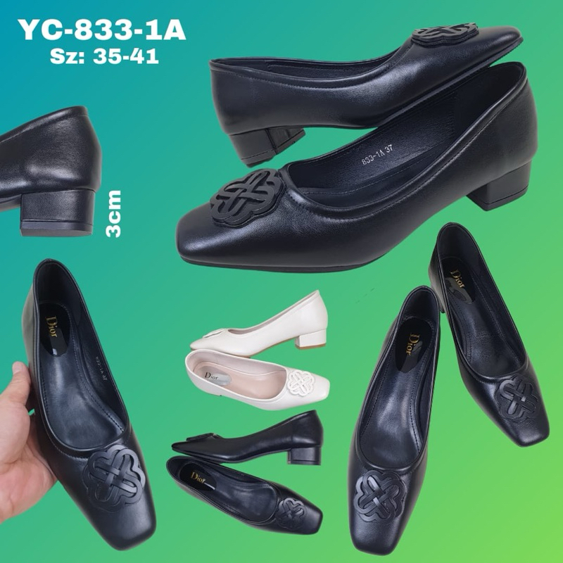TERMURAH Sepatu YC-833-1A Pump Block Heel 3cm / Heels kerja kantor wanita / Fashion shoes women