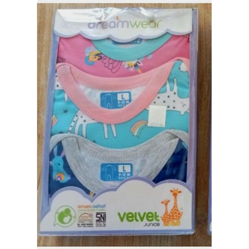 ORIGINAL Velvet Junior Size L Dream Wear Isi 3 Baju Bayi Jumper Piyama Bayi Perempuan