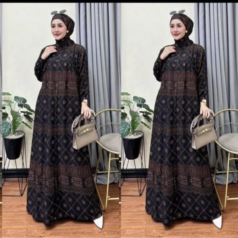 Hikmah - Rika MIDI Dress Bahan Rayon Diamond Premium / Midi Rayon Jumbo