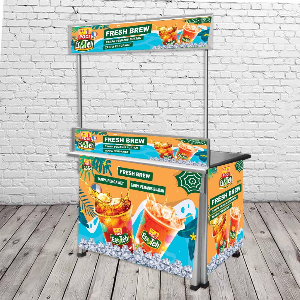 Stiker booth gerobak Es teh poci terlaris
