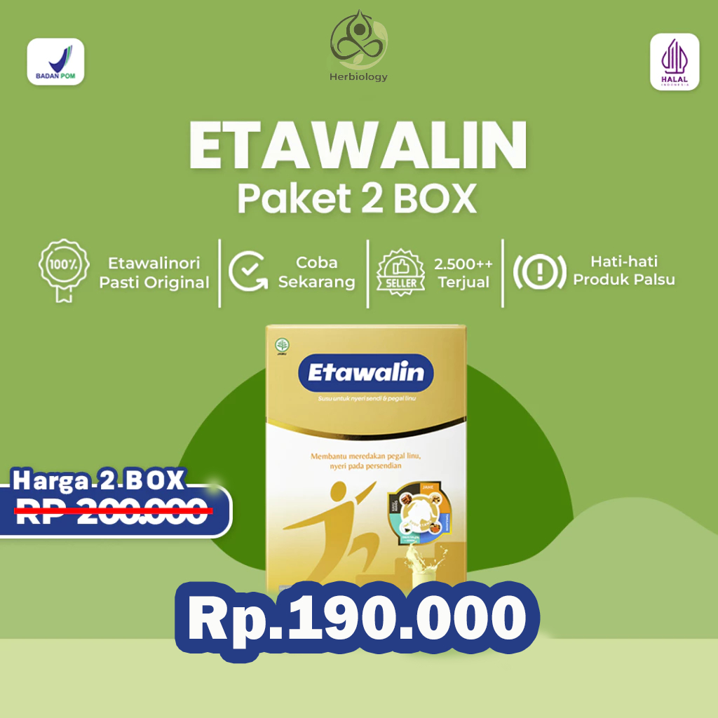 

Paket 2 Box Etawalin Susu Kambing Etawa Solusi Atasi Nyeri Sendi Tanpa Efek Samping Herbiology