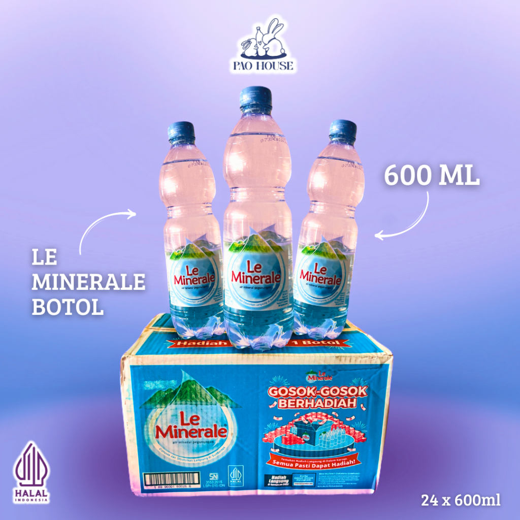 

Pao House - Le Minerale Air Mineral Botol | Kemasan 600 ml air putih 1 Karton