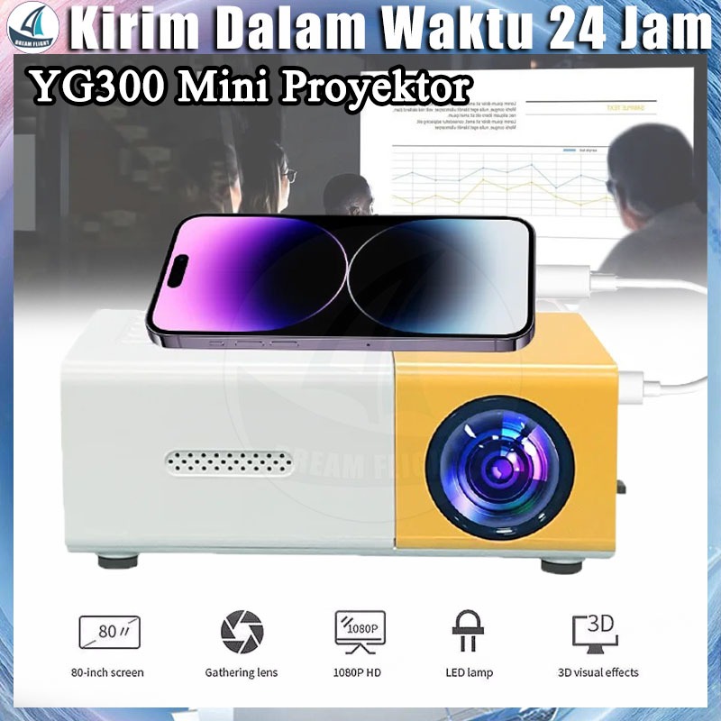 【Barang Spot】Proyektor YG300 Portable Led Mini Proyektor HD Bioskop Bioskop Rumah Terbuka dengan PC 