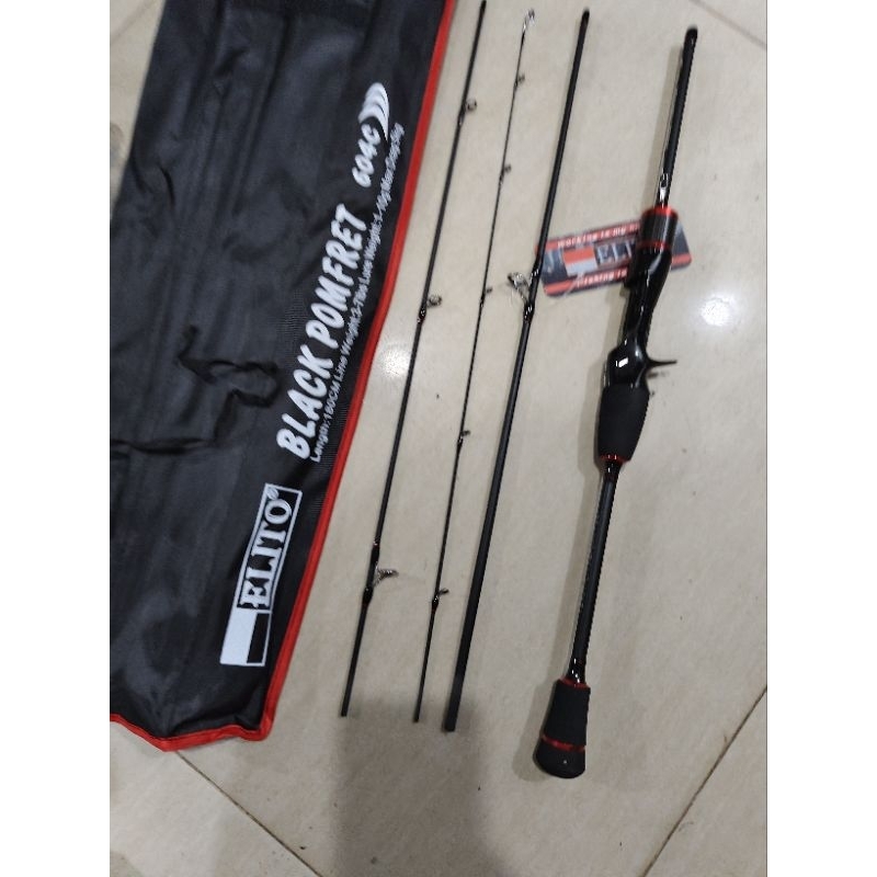 joran ul bc sambung 4 elito black pomfret type bc 604 carbon travel rod