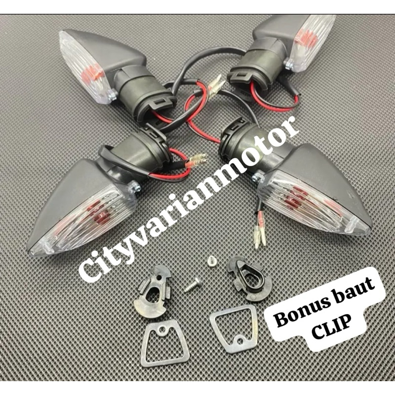 sepaket lampu sen riting standar vixion new model klip set depan belakang 4pcs