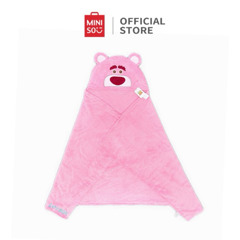 Miniso Lotso Blanket Hoodie / Selimut lotso penutuo kepala