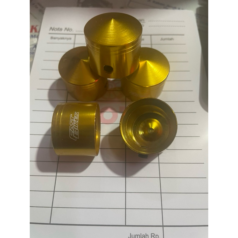 tutup baut/cover baut full cnc fastbikes warna full gold+kunci L kecil ukuran@17 diameter