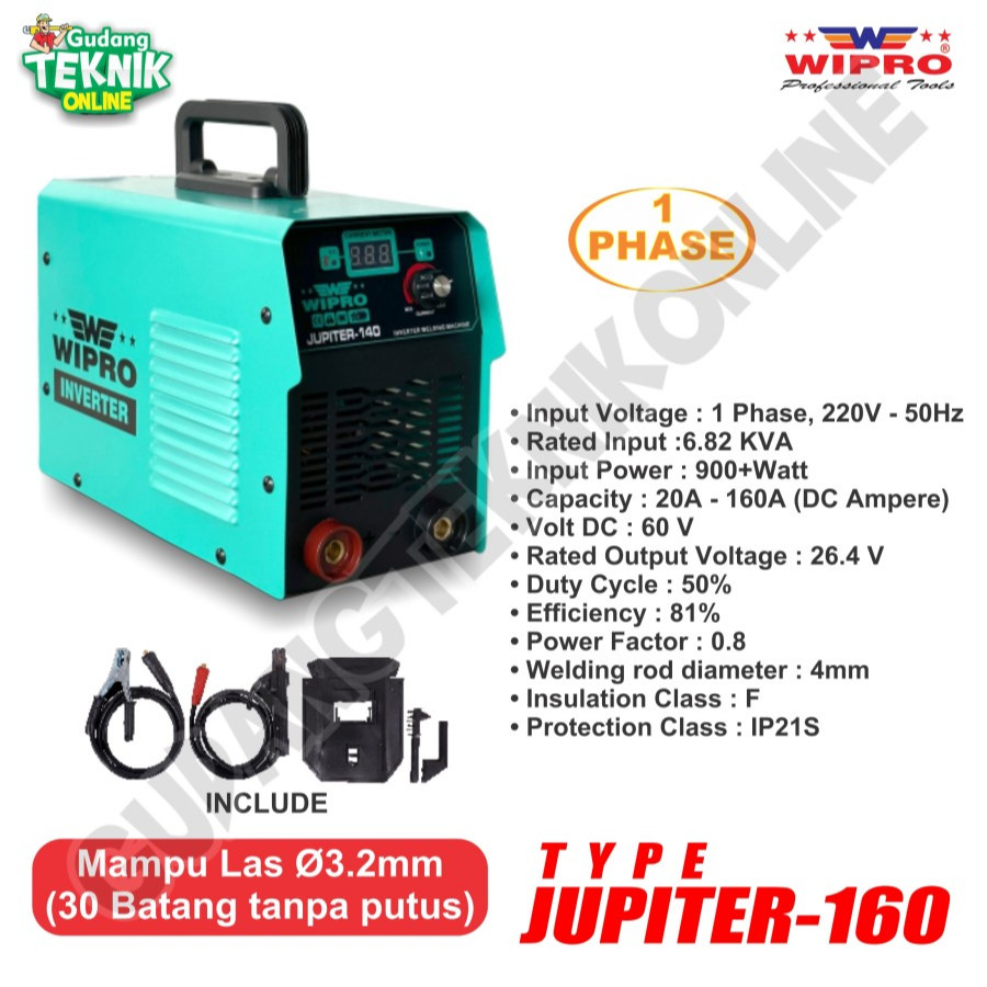 WIPRO Mesin Las WIPRO JUPITER-160DC 160A DC 900Watt / Mesin Las Listrik Travo Trafo Inverter Welding