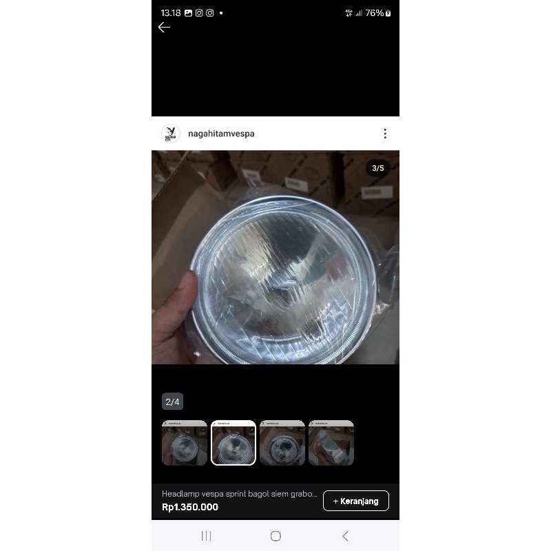 headlamp siem grabor bagol ori baru vespa sprint bagol