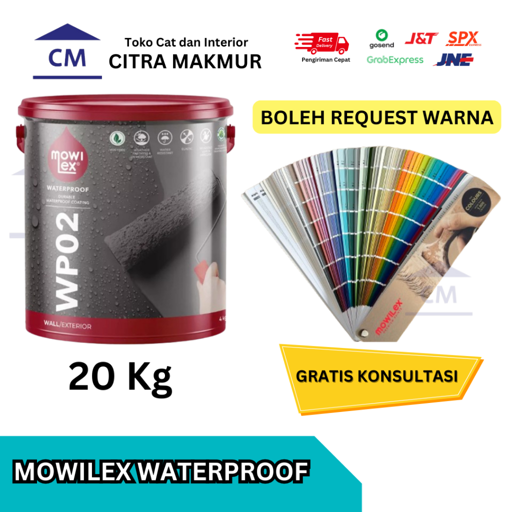 MOWILEX WATERPROOF WP02 - 20 Kg ( Bisa Request dan Custom Warna ) Cat Anti Bocor Mowilex