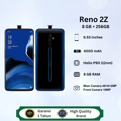 Reno2 Z - HP Murah RAM 8GB/256GB, NFC, 100% Baru, Garansi 1 Tahun handphone