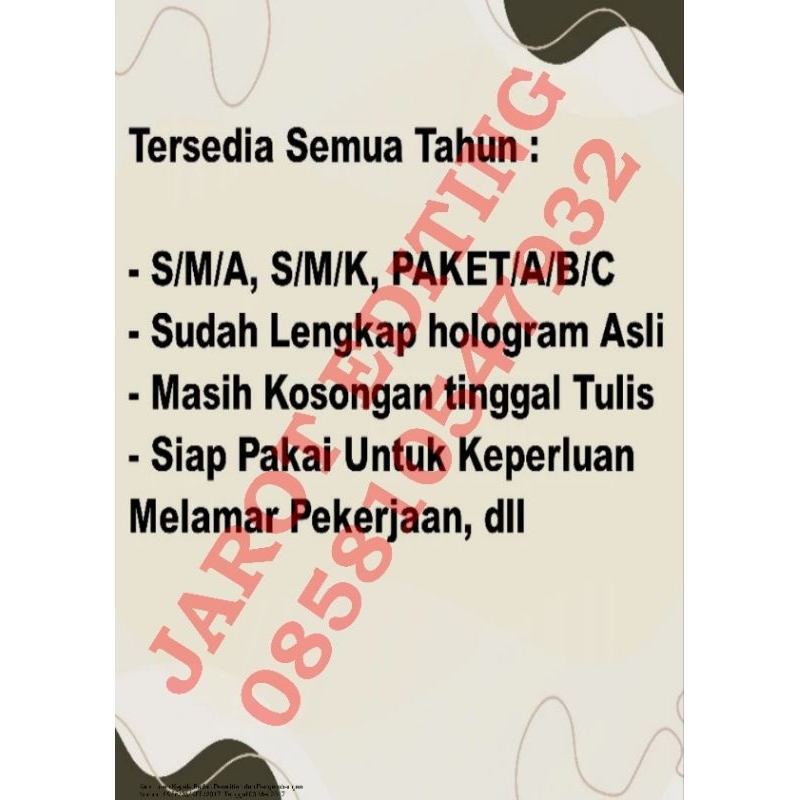 

KERTAS KOSONGAN CUSTOM IJZAAH