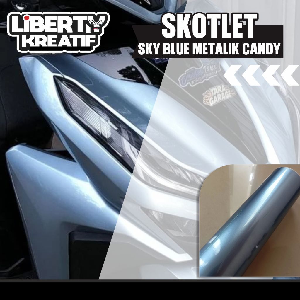 Skotlet Stiker Wrapping Motor Sky Blue Metalik Candy Scotlite Sky Blue Metalik Candy Skotlet Blue Sk