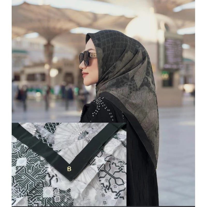 Segi empat buttonscarves series MADINA laser cut titik 3 kw / hijab voal laser cut titik 3 premium p