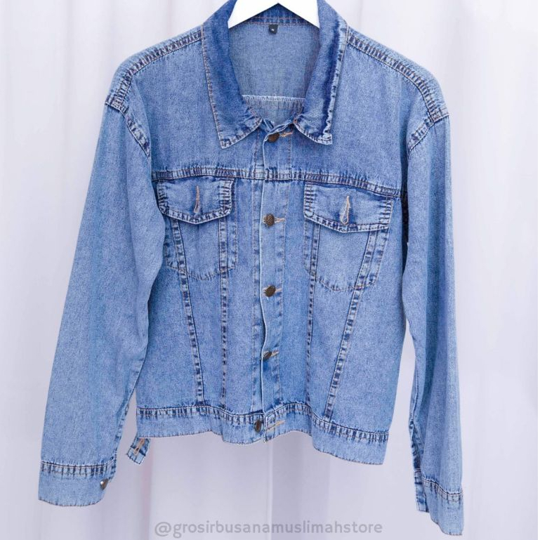 Vallery Outer OOTD Jaket Blue Jeans Denim Bordir Bunga Wanita Ala Korean Style