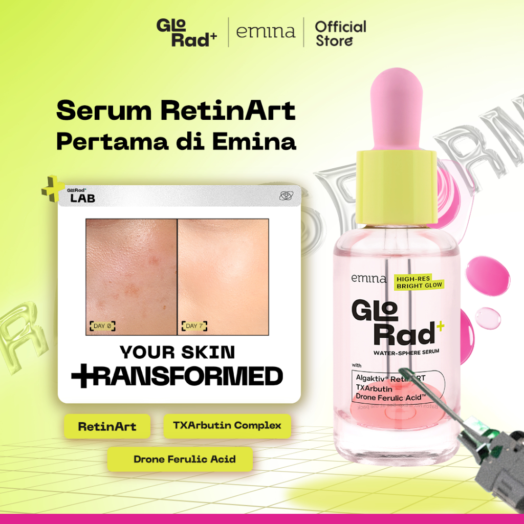Emina GloRad+ High-Res Bright Glow Water-Sphere Serum - Serum Cerah Glowing Samarkan Dark Spot, dan 