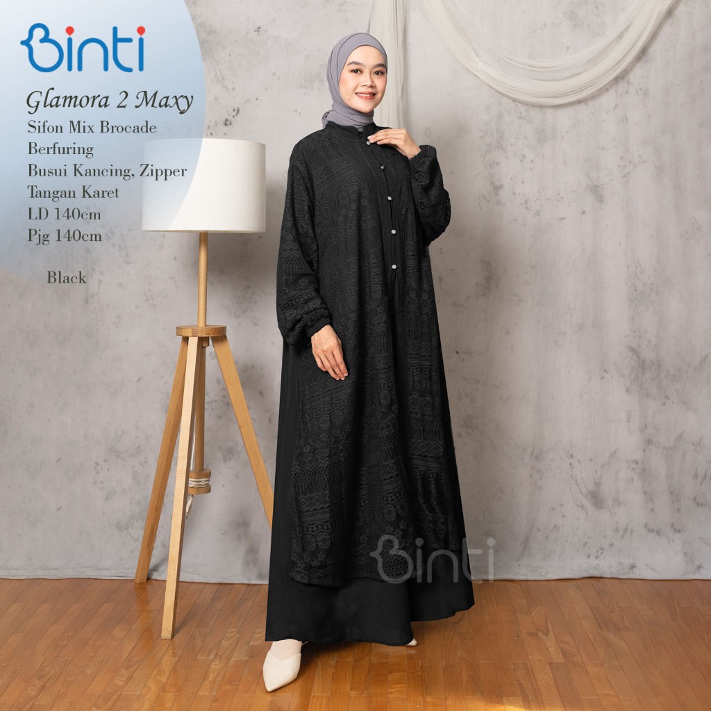 Gamis brokat mewah wanita kekinian jumbo Ld 140 glamora maxy ORI Binti