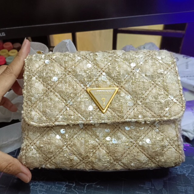 GIULLY MINI - GUESS TAS WANITA BEST SELLER ORIGINAL GOLD ,SHOULDER BAG , HAND BAG
