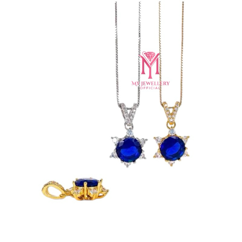 Kalung Liontin Blue Sapphire Stars Premium Jewellery