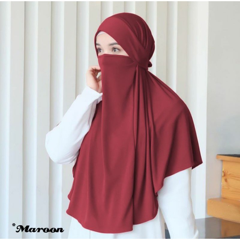 French Khimar Jersey Premium // Hijab Instan // Jilban Bergo Instan French Khimar Jersey