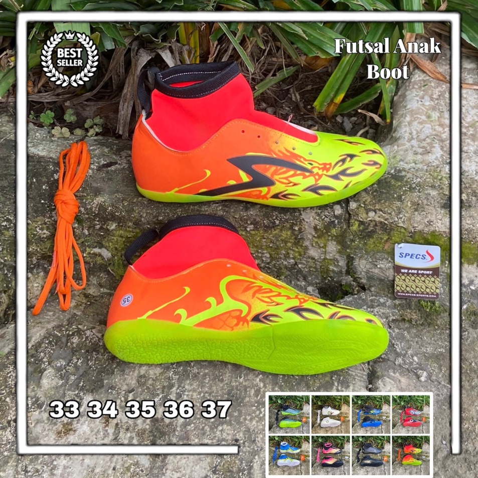 Best Quality  Sepatu Futsal Anak Boots Sol Karet Lentur Specs Dragon Termurah