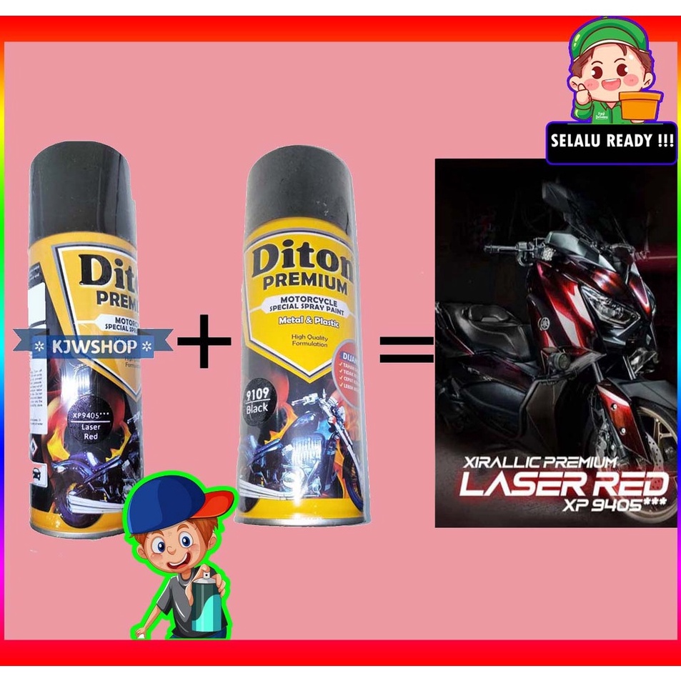 Diskon Dasyat  Paket Combo Hemat Bundling Diton Premium Xirallic XP945 Laser Red 4cc Cat Semprot Dit