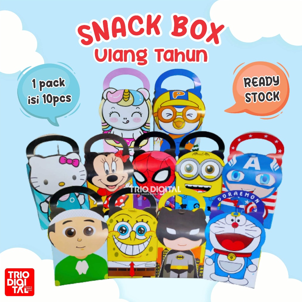 

isi 1pcs TAS ULANGTAHUN TAS SNACK Snack Box karakter tas Ultah AQIQAH TAS SOURVENIR