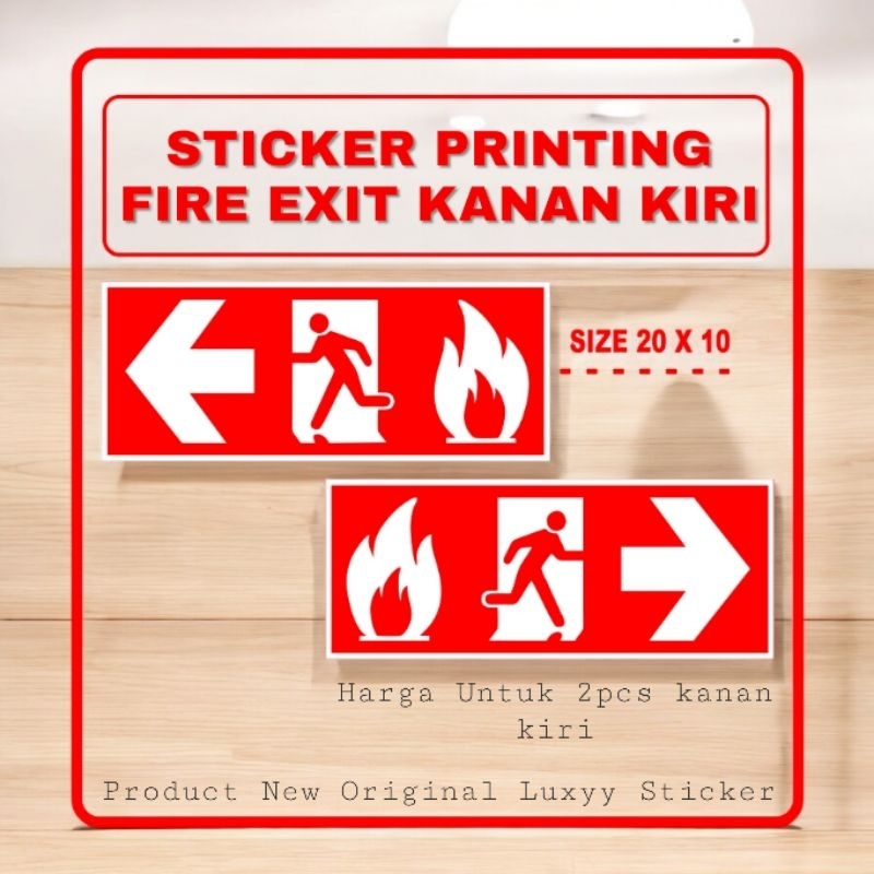 

Sticker Stiker Printing Fire Exit Set Panah Kanan Kiri