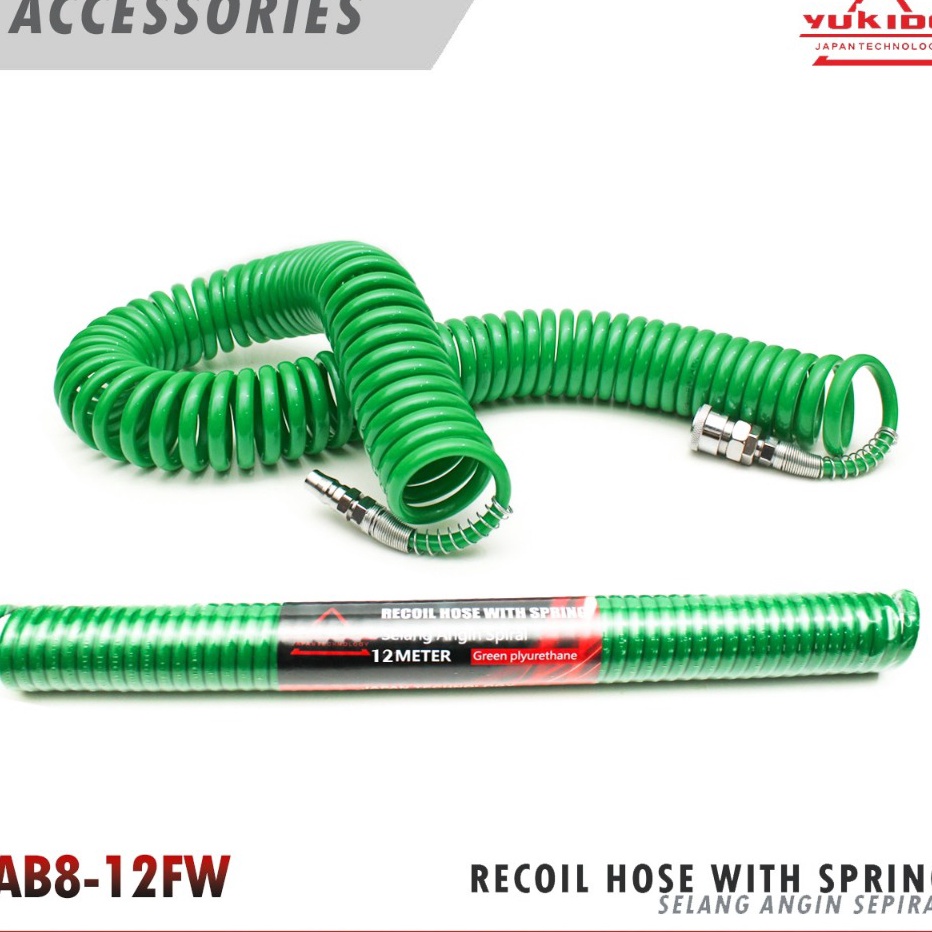YUKIDO Recoil Hose Selang Angin Kompresor Spiral 12meter 9meter 6meter 45meter selang kompresor angi