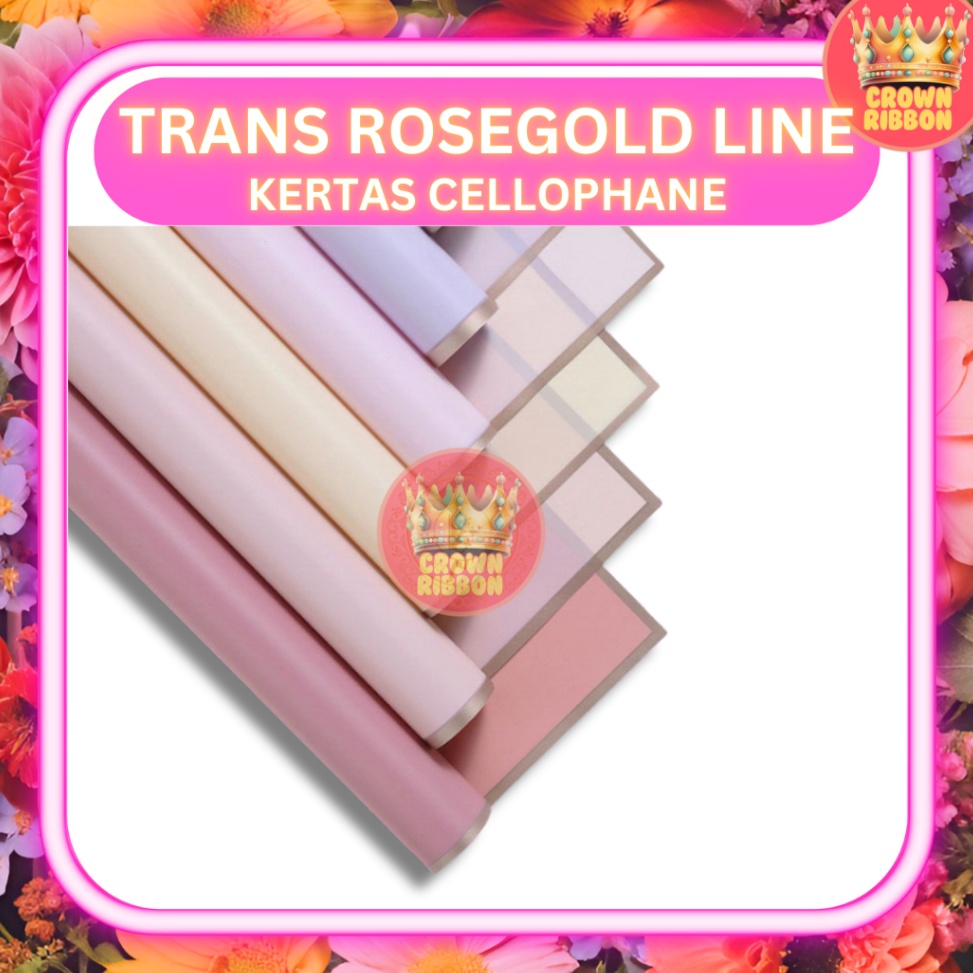 

Dijamin Laris 5 LEMBAR Kertas Cellophane Buket Bunga TRANSPARAN ROSEGOLD LINE Flower Wrapping Paper