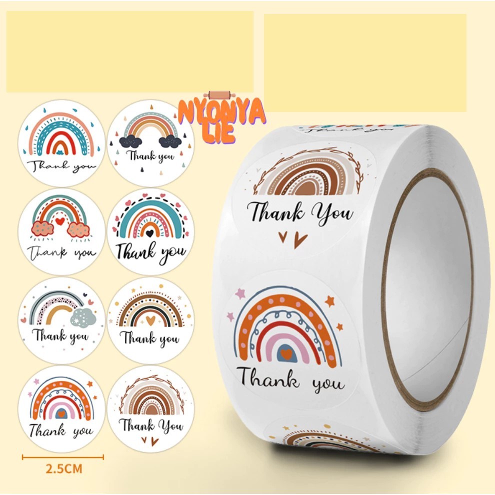 

TQ059 2.5 Cm Sticker Label Tempel Thank You Pelangi Love Kemasan Hampers Nyonya Lie