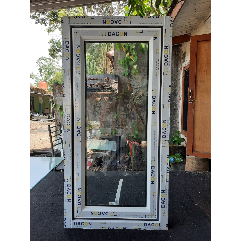 kusen jendela aluminium 1 set lengkap ukuran LxT 50x80 kusen 4 inch packing kayu