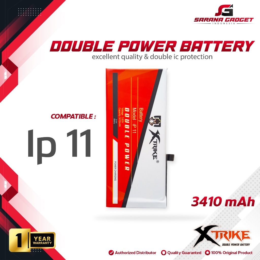 XTRIKE Baterai Double Power Iphone 11 Batre Batrai Battery Dual Apple Ip Ori Original