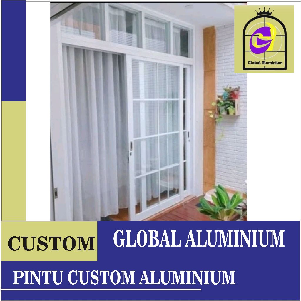 PINTU ALUMINIUM SLIDING ORNAMEN DU DAUN 140*200