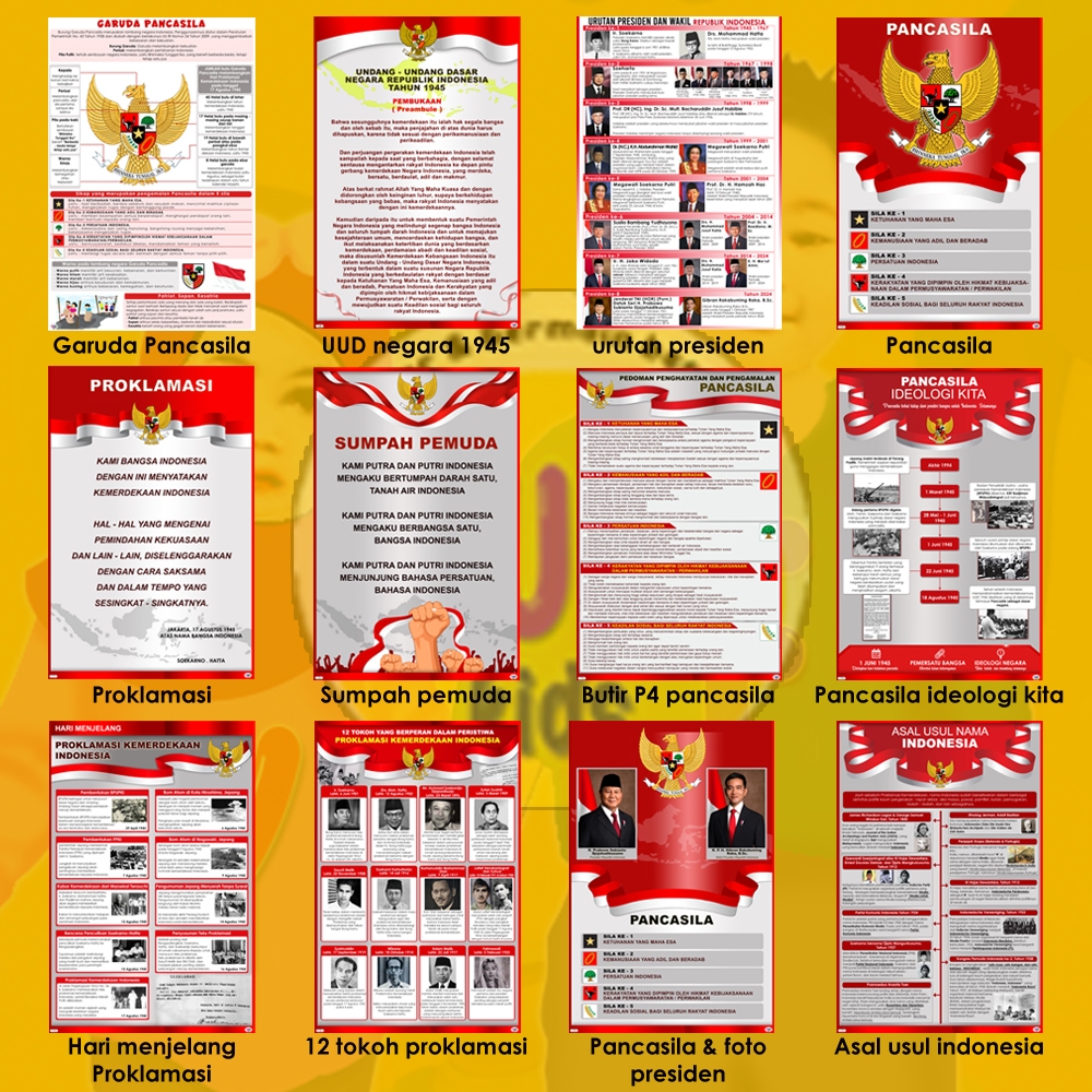 poster pancasila - poster proklamasi - poster sumpah pemuda -  poster p4 pancasila - poster pancasil